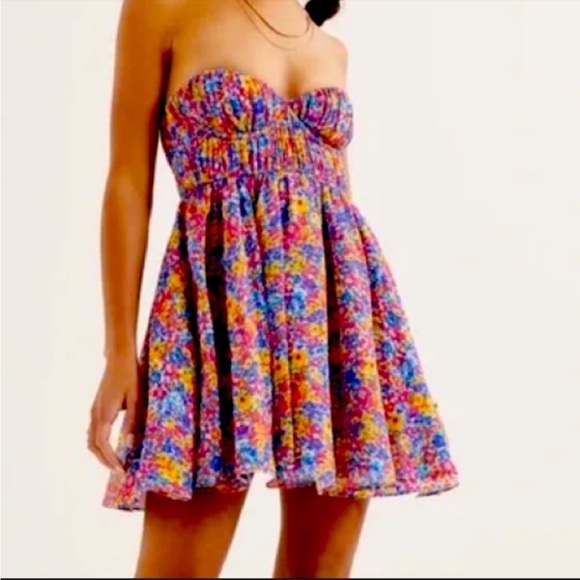 FOR LOVE AND LEMONS SASHA CONFETTI PRINT MINI DRESS TULLE LINED FOR FULLNESS S - Picture 3 of 8